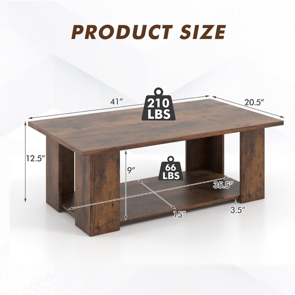 41- Modern Coffee Table with Spacious Storage Shelf