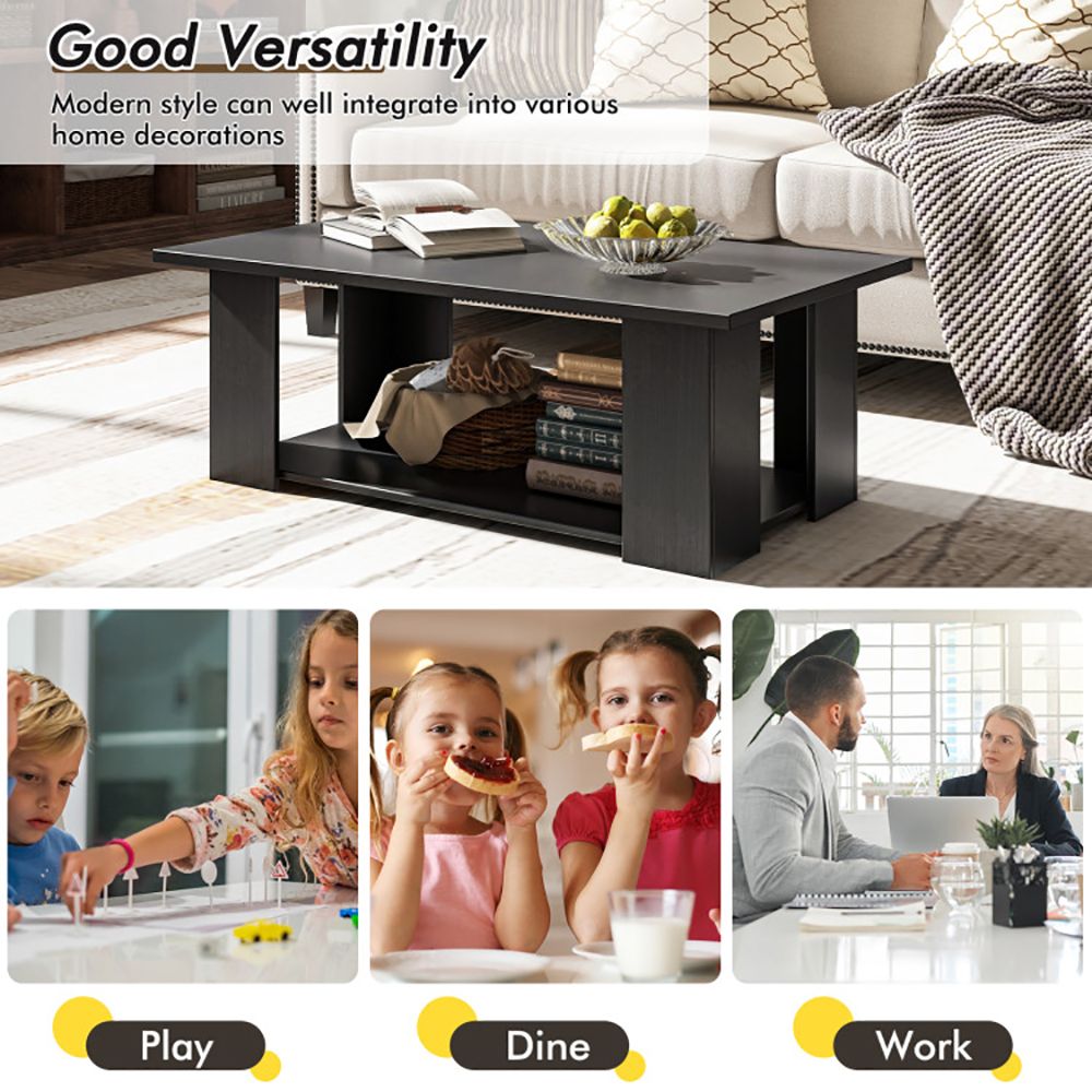 41- Modern Coffee Table with Spacious Storage Shelf