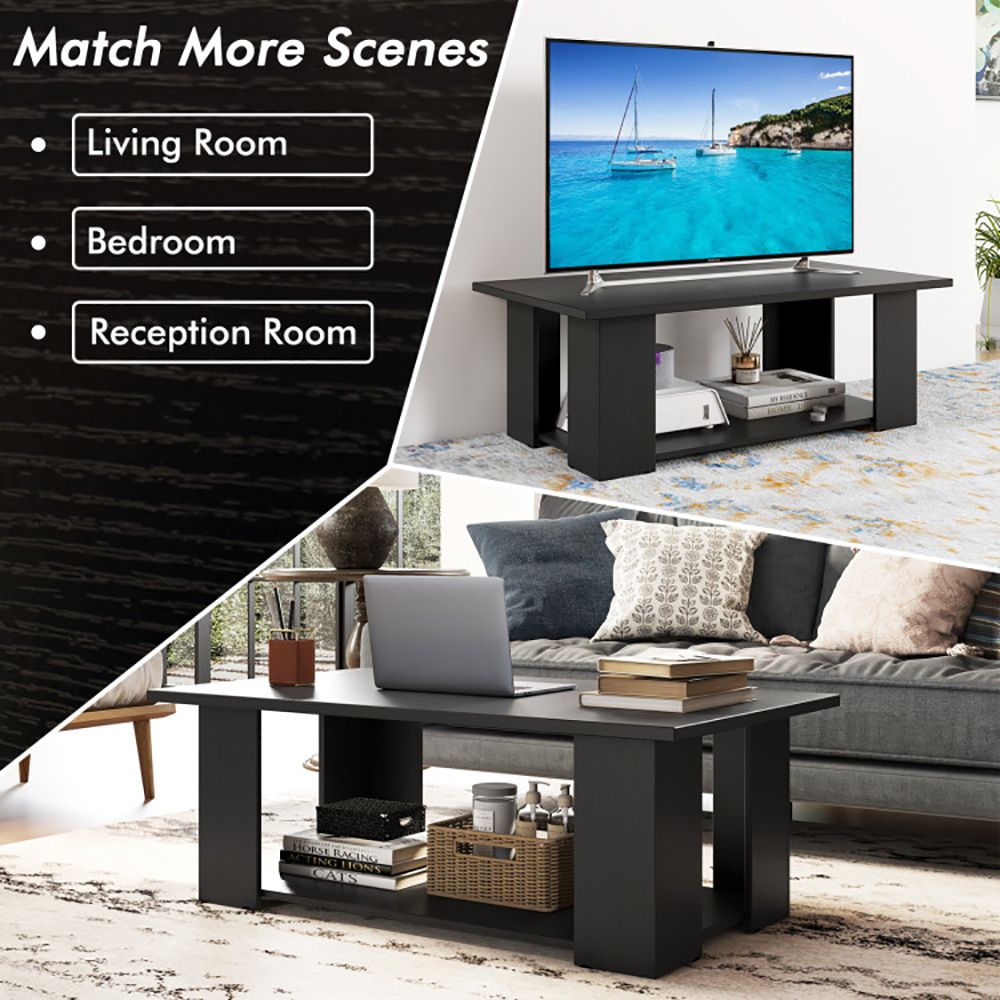41- Modern Coffee Table with Spacious Storage Shelf