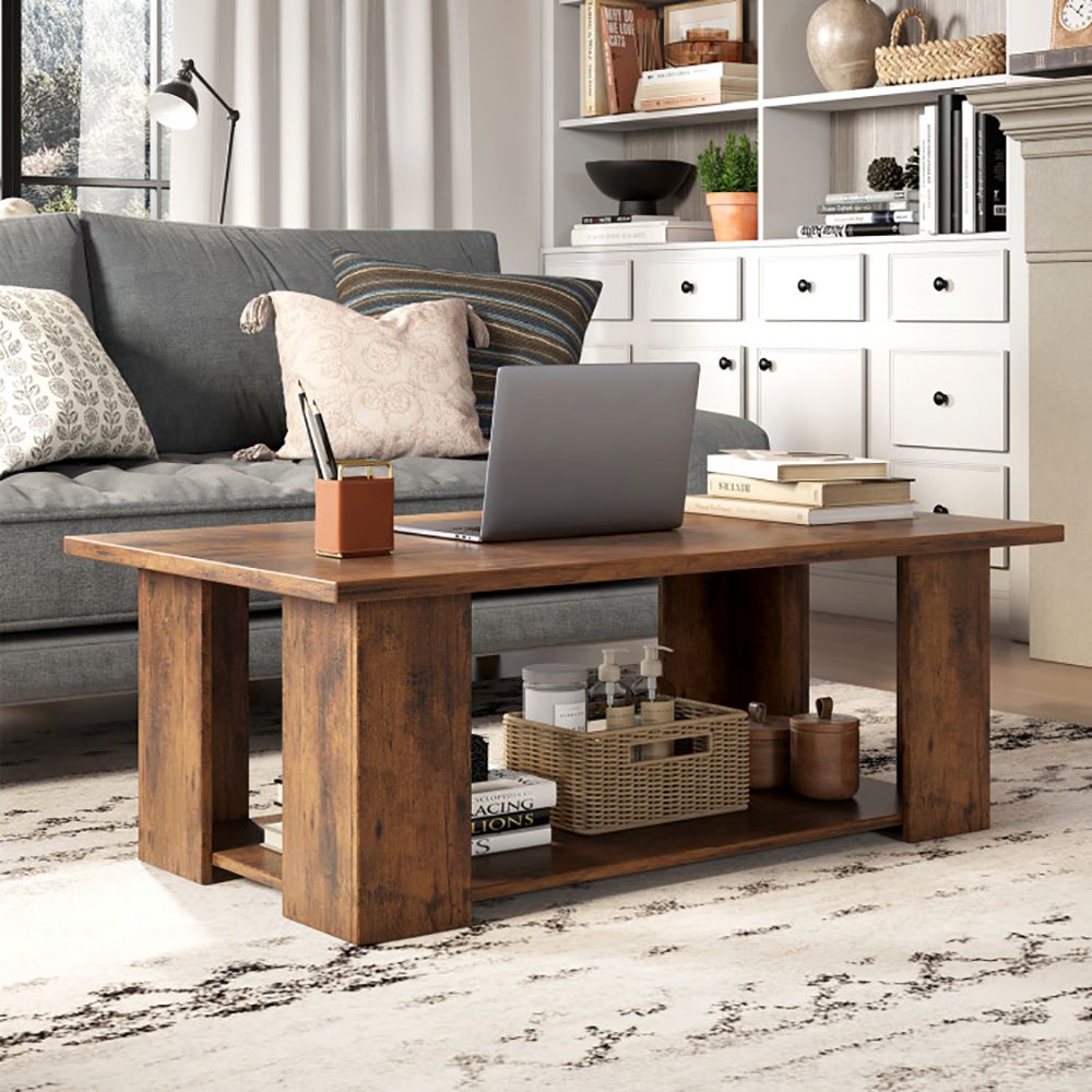41- Modern Coffee Table with Spacious Storage Shelf