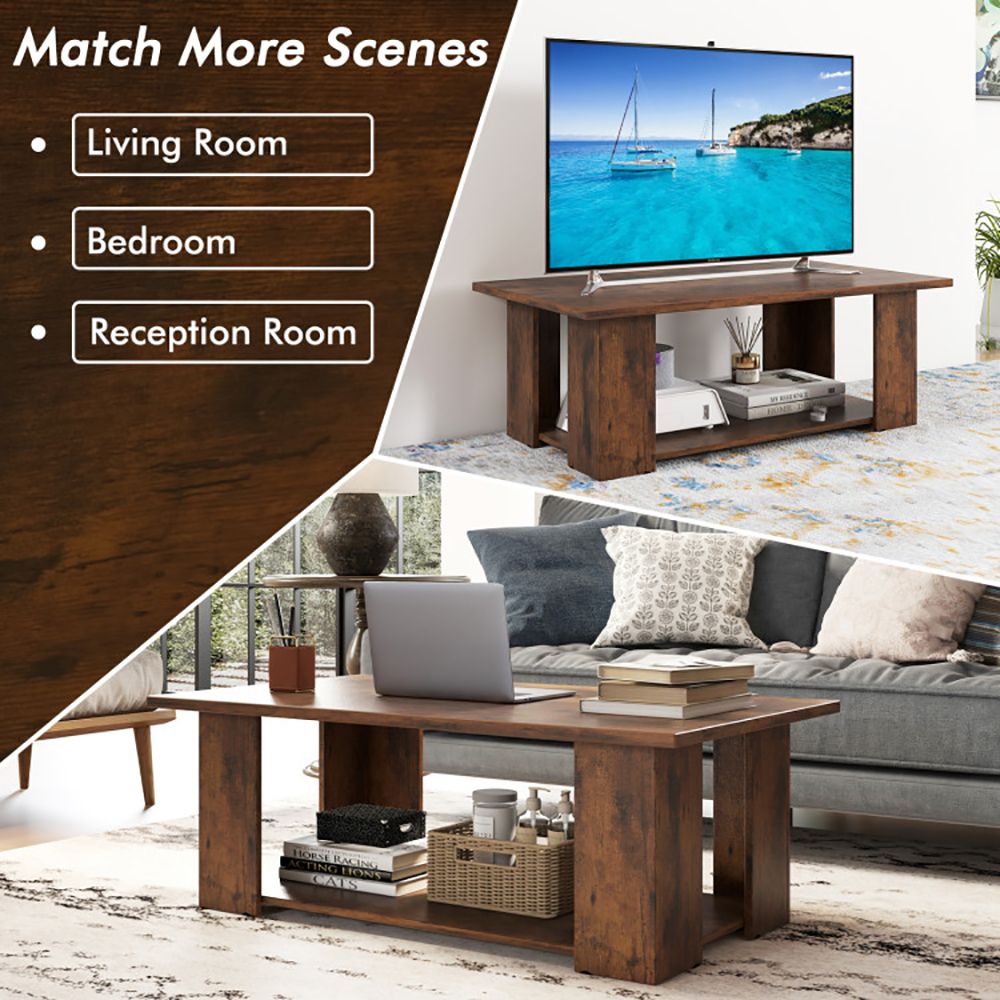 41- Modern Coffee Table with Spacious Storage Shelf