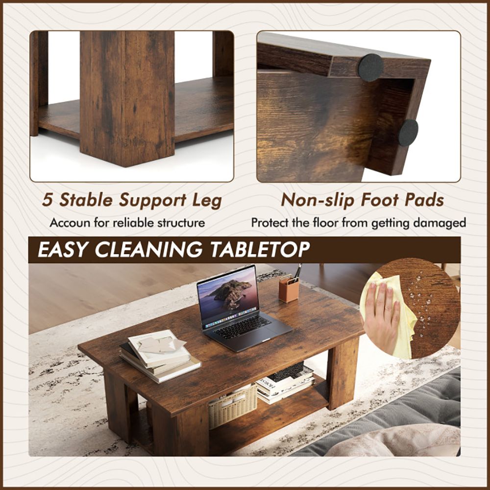 41- Modern Coffee Table with Spacious Storage Shelf