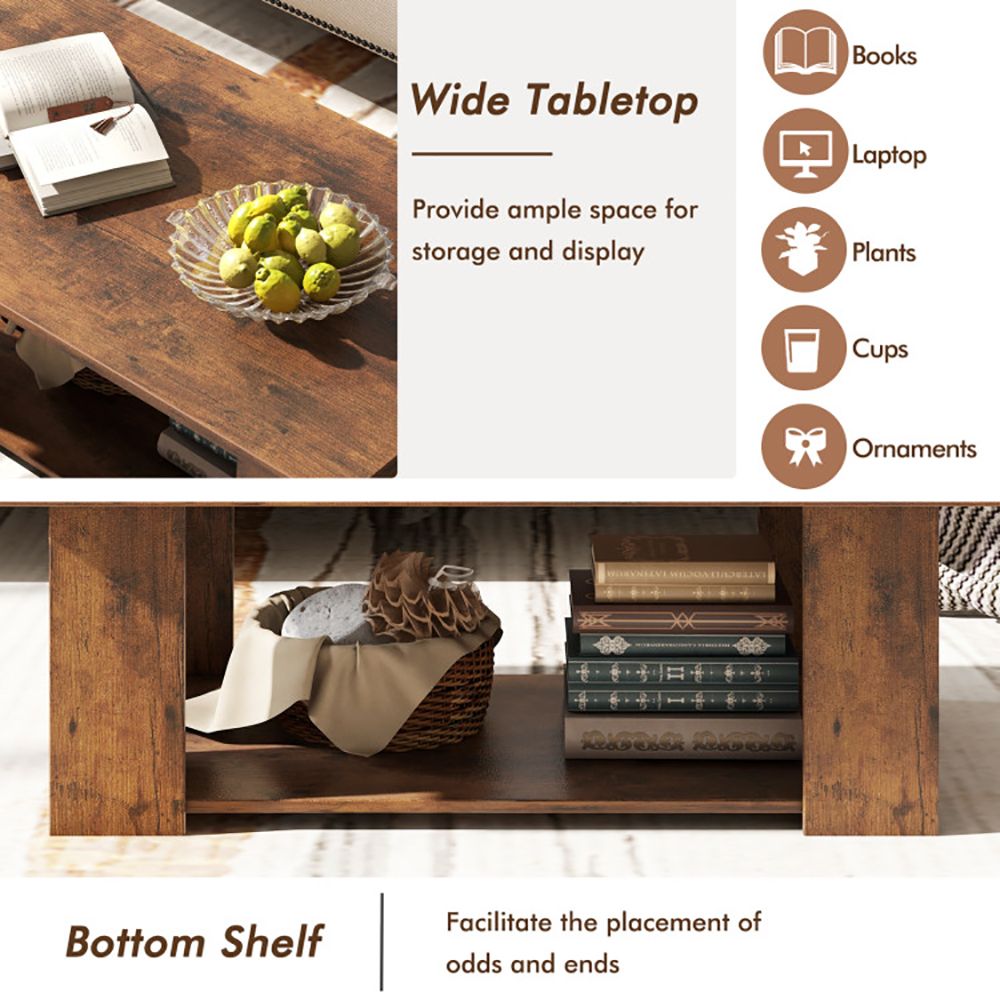 41- Modern Coffee Table with Spacious Storage Shelf