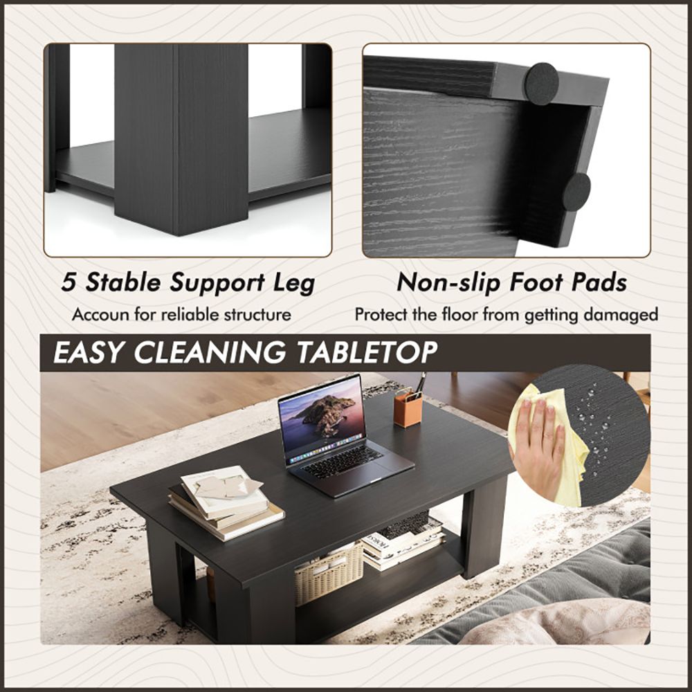 41- Modern Coffee Table with Spacious Storage Shelf