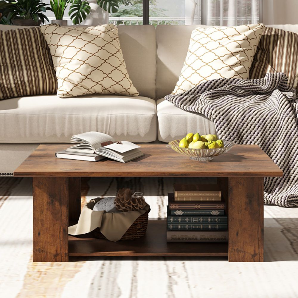 41- Modern Coffee Table with Spacious Storage Shelf