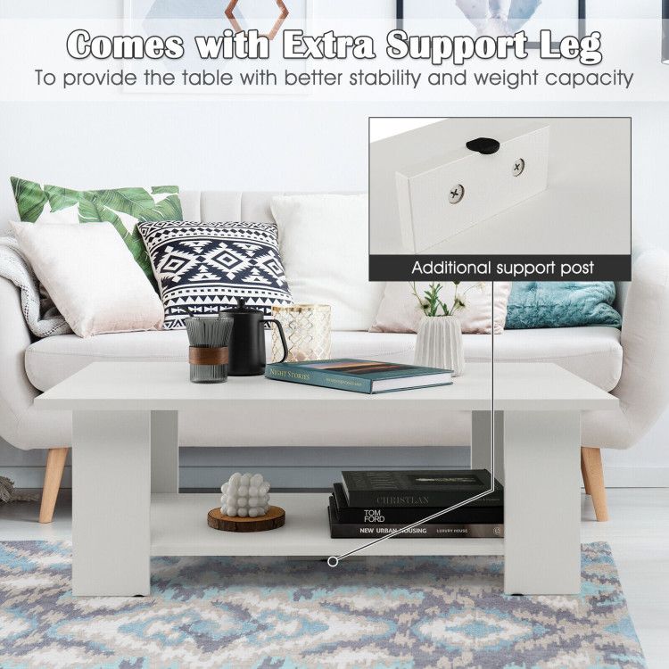 41- Modern Coffee Table with Spacious Storage Shelf