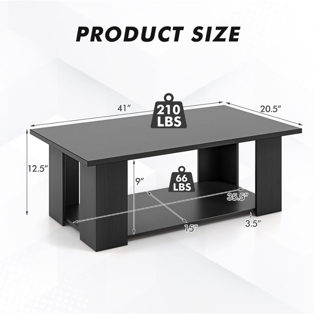 41- Modern Coffee Table with Spacious Storage Shelf