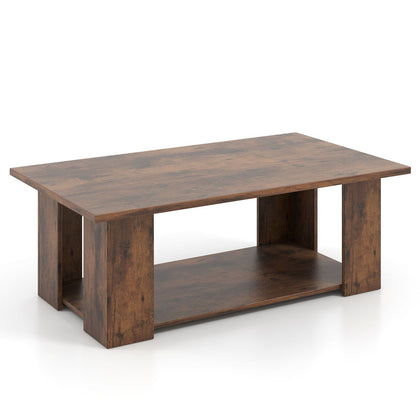 Modern Two-Tier Coffee Table with Open Storage