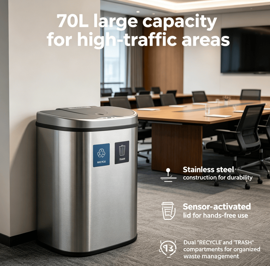 Touch-Free Dual-Bin Recycling Trash Can