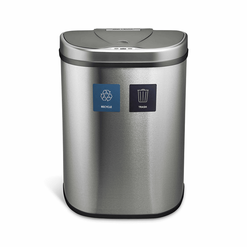 Touch-Free Dual-Bin Recycling Trash Can