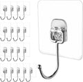 Large Adhesive Hooks, 18-Pack Hold (Max) practical Sticky Hooks,water-ready & Rustproof Wall Hoo