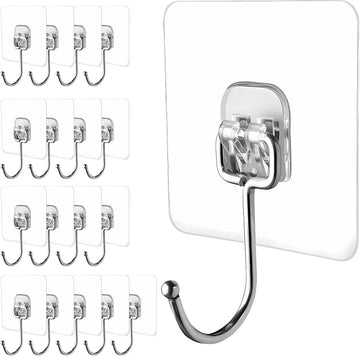 Large Adhesive Hooks, 18-Pack Hold (Max) practical Sticky Hooks,water-ready & Rustproof Wall Hoo
