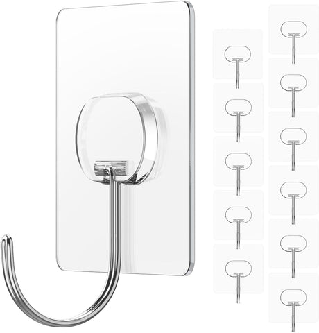 Transparent Self-Adhesive Utility Hooks for Home and Outdoor Use