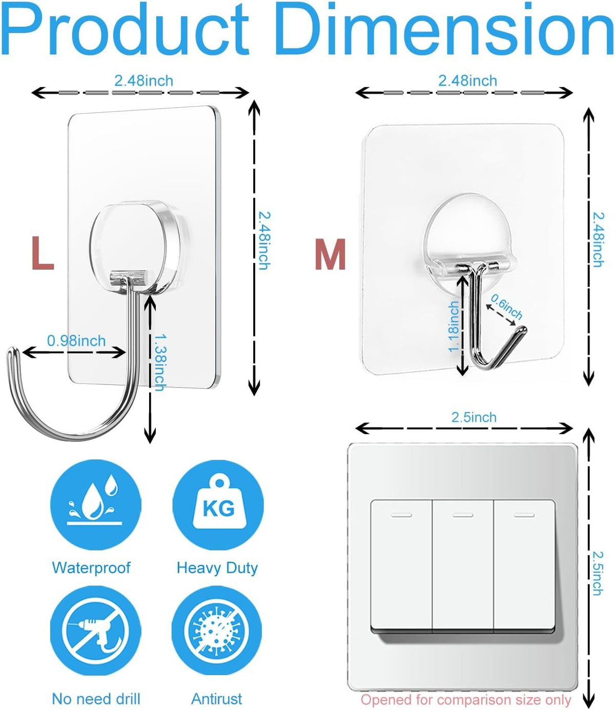Transparent Self-Adhesive Utility Hooks for Home and Outdoor Use