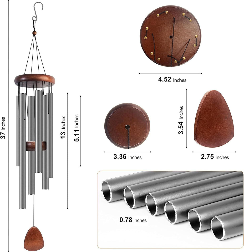 Classic Silver-Gray Wind Chime for Garden and Patio