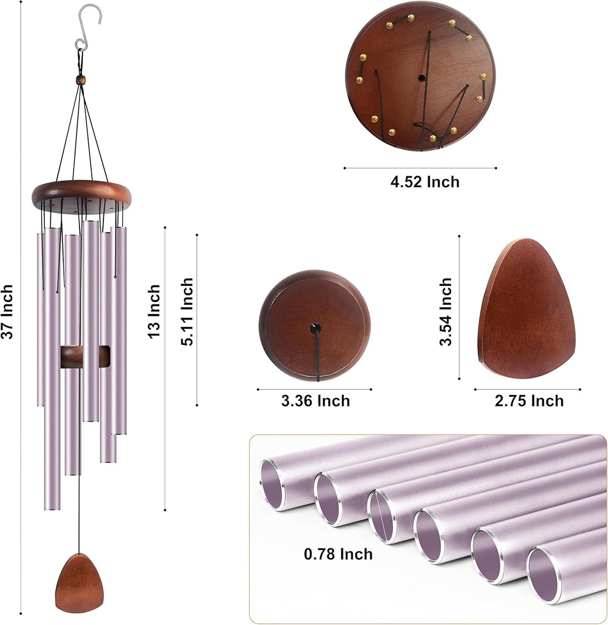 Purple Classic Wind Chime with Wind Catcher