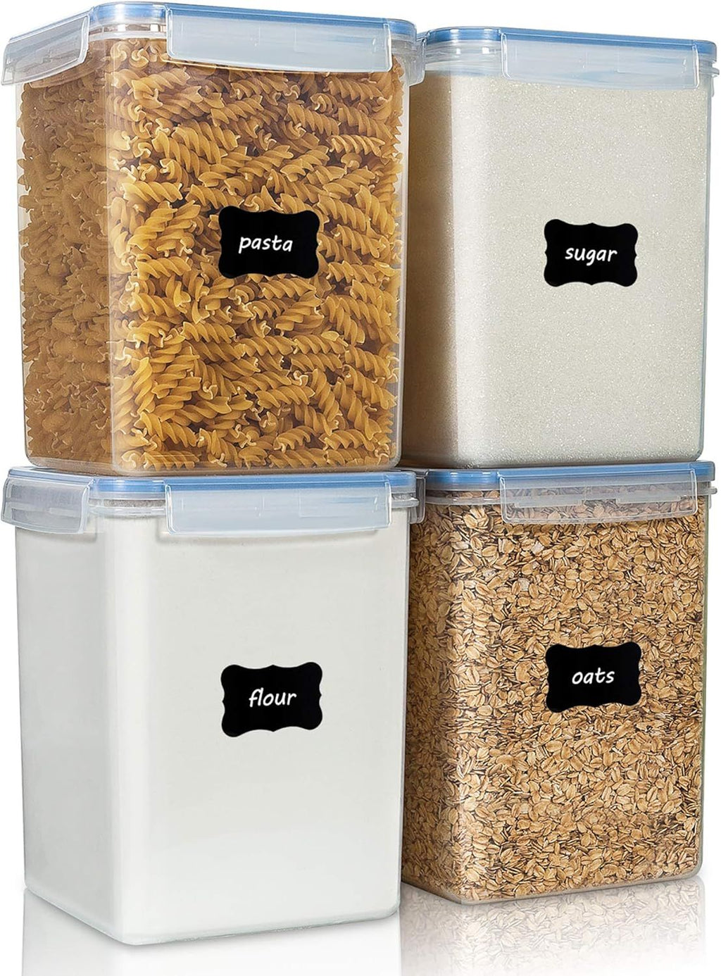 Airtight Pantry Canister Set with Cups and Labels