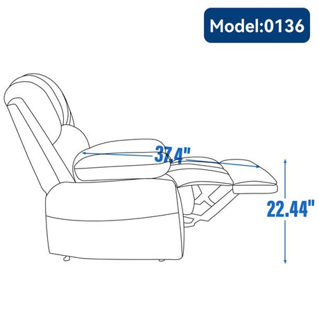 Large Manual Recliner Chair in Fabric - Oversized & Easy Assembly