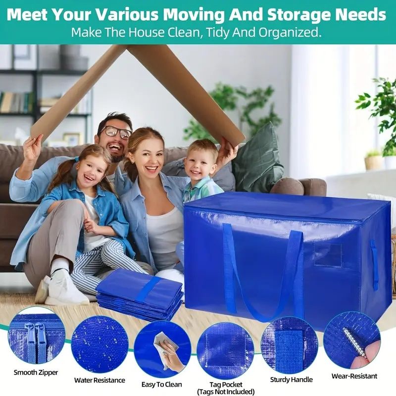 Extra Large Storage Tote with Open Top and Label Pocket