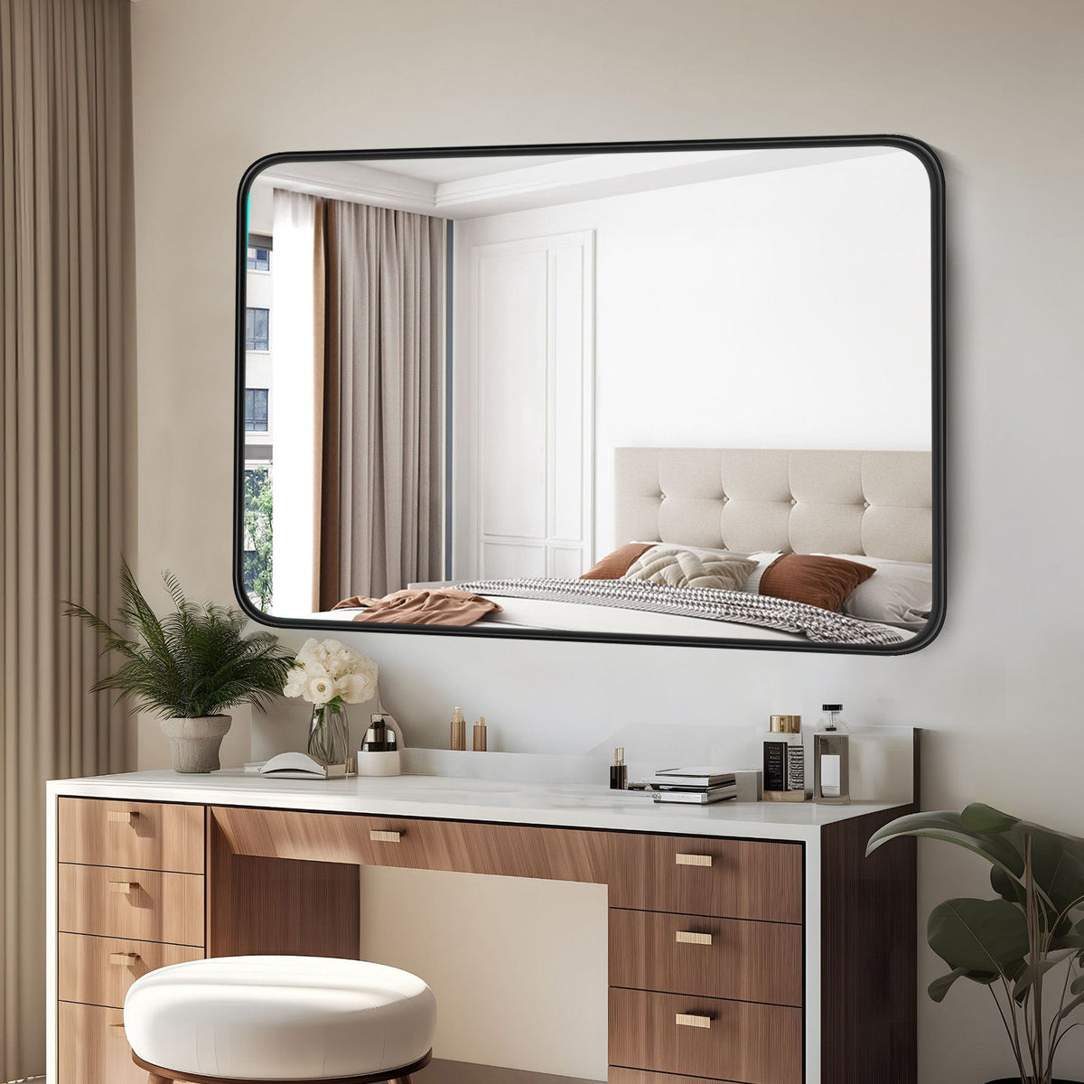 Contemporary Black Framed Vanity Mirror