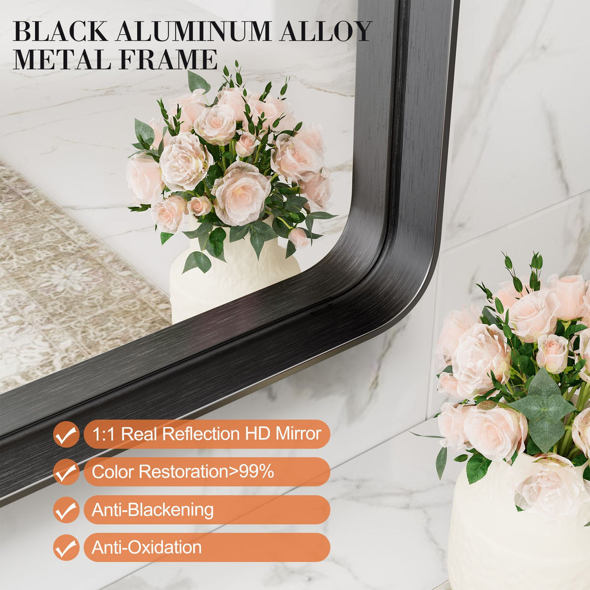 Contemporary Black Framed Vanity Mirror