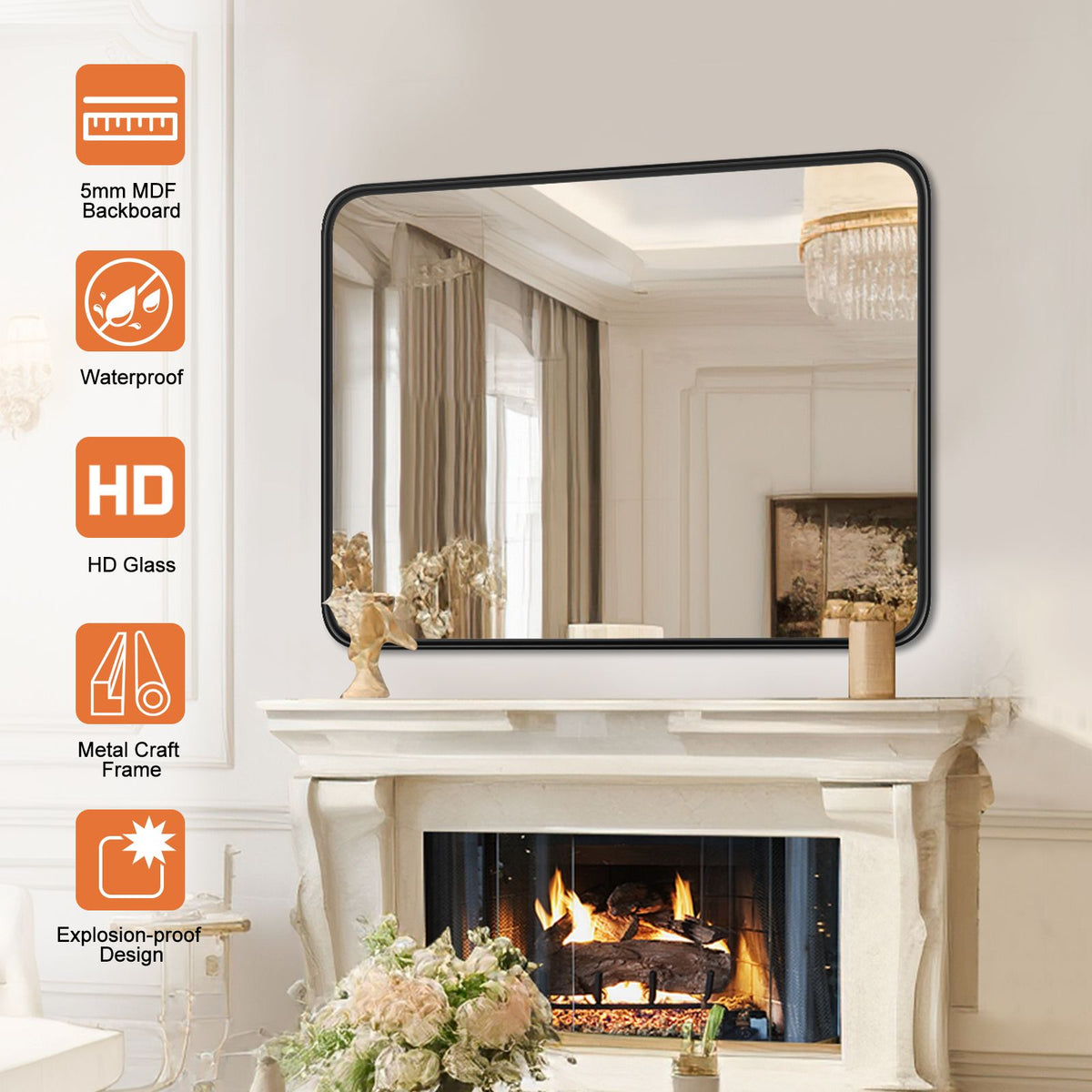 Contemporary Black Framed Vanity Mirror