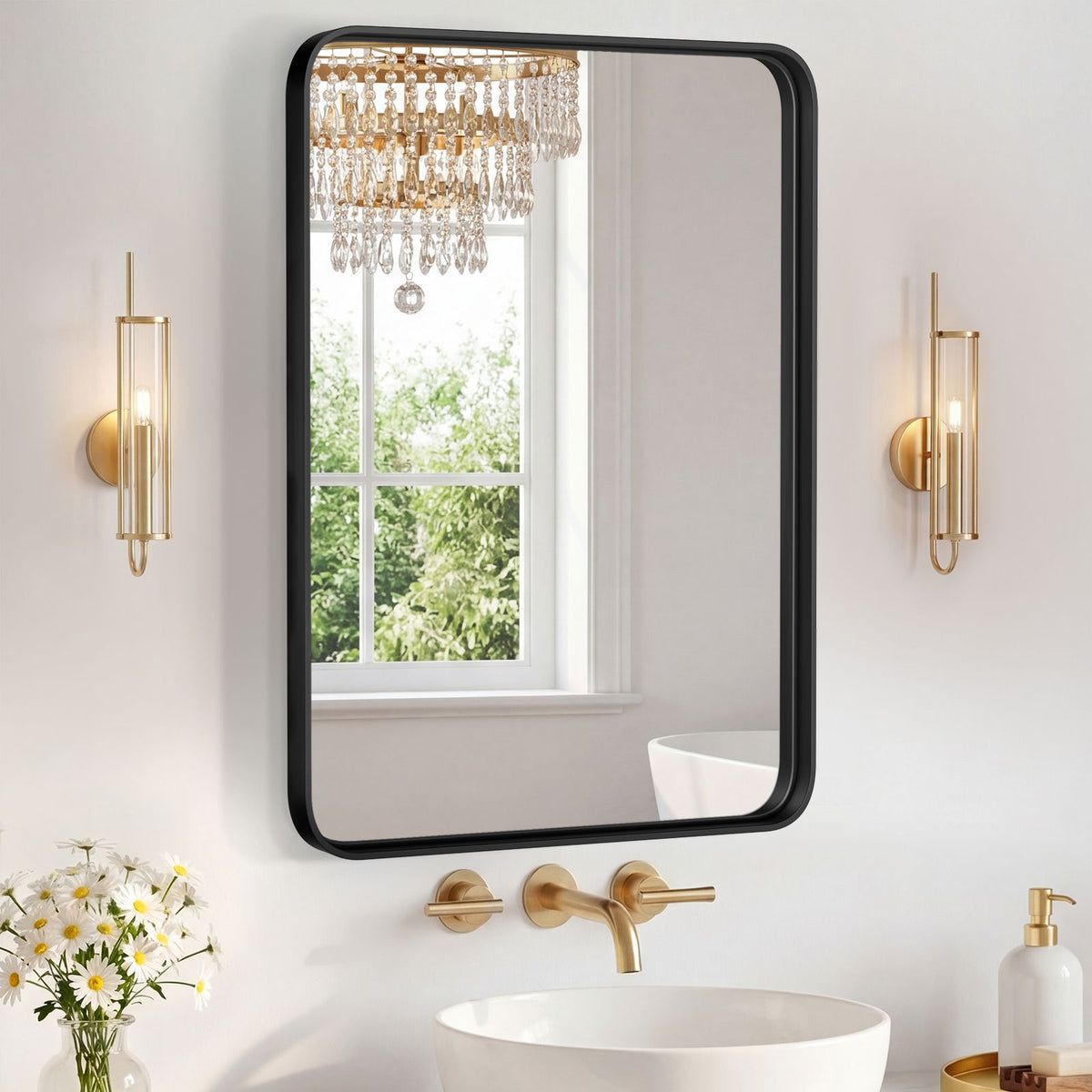 Contemporary Black Framed Vanity Mirror