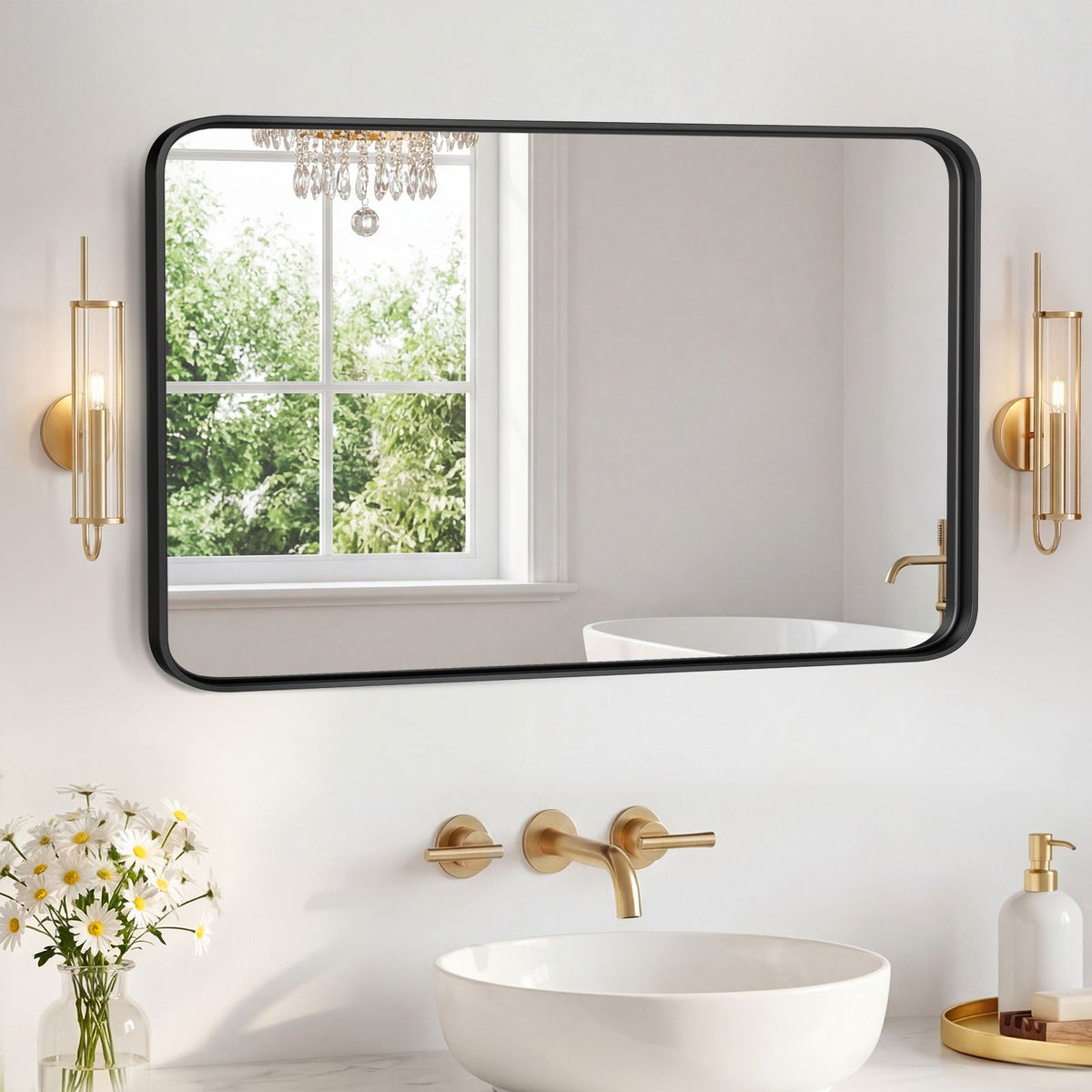 Contemporary Black Framed Vanity Mirror