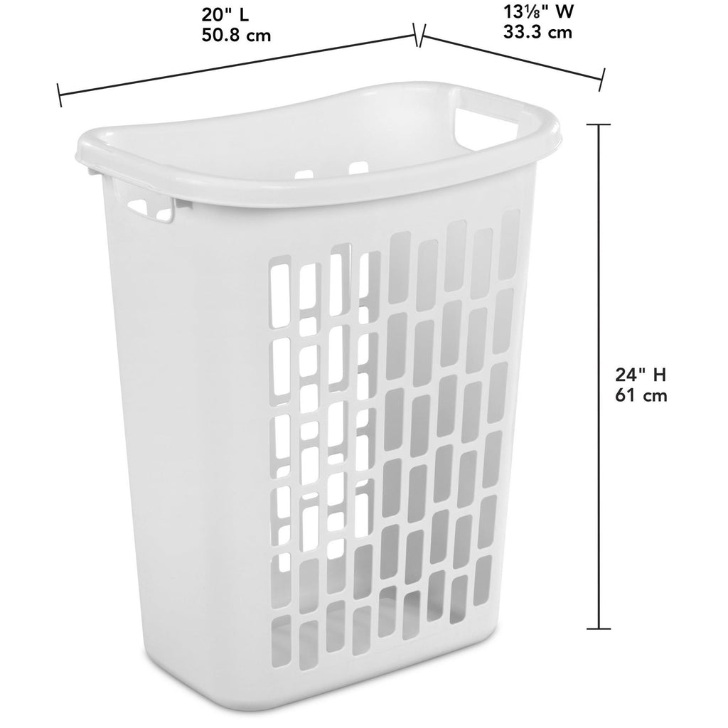 6-Pack Large Rectangular Open Laundry Hamper for Narrow Spaces - White