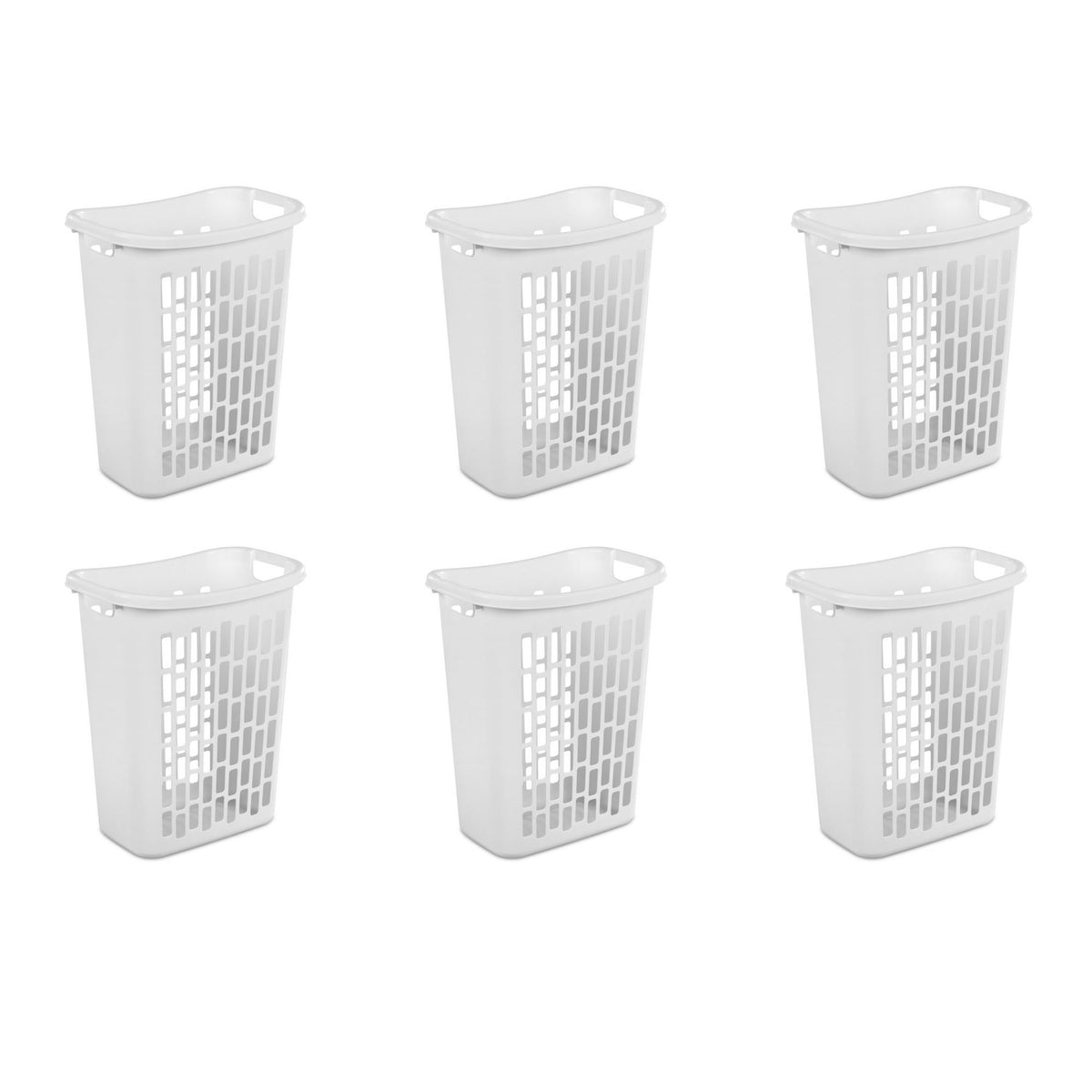 6-Pack Large Rectangular Open Laundry Hamper for Narrow Spaces - White