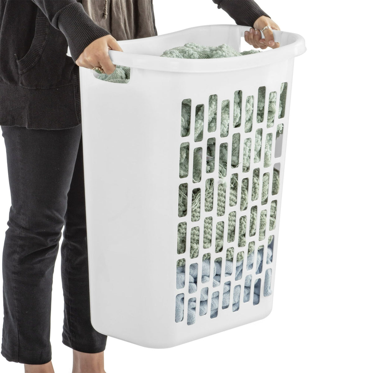 6-Pack Large Rectangular Open Laundry Hamper for Narrow Spaces - White