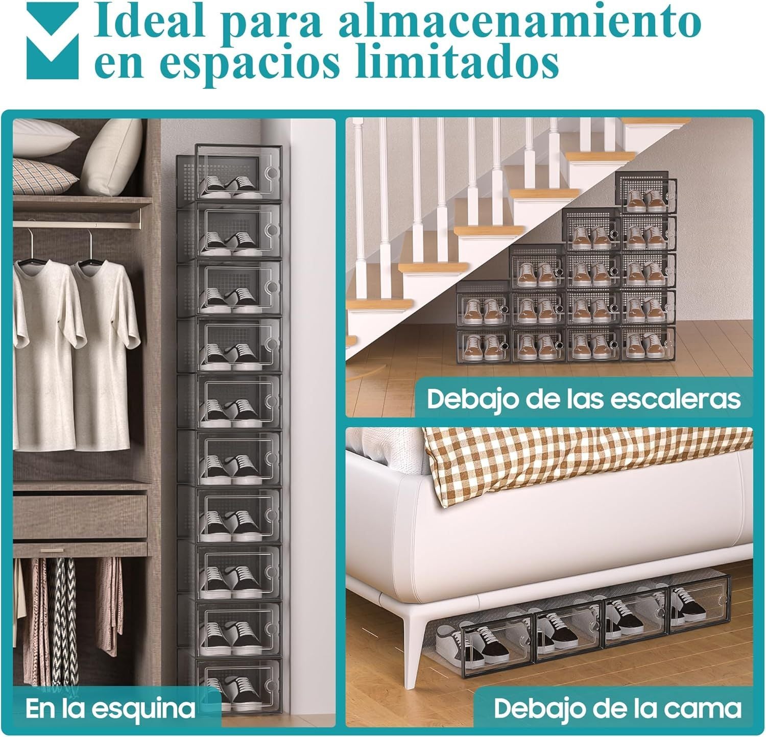 12-Pack Clear Plastic Stackable Shoe Storage Boxes