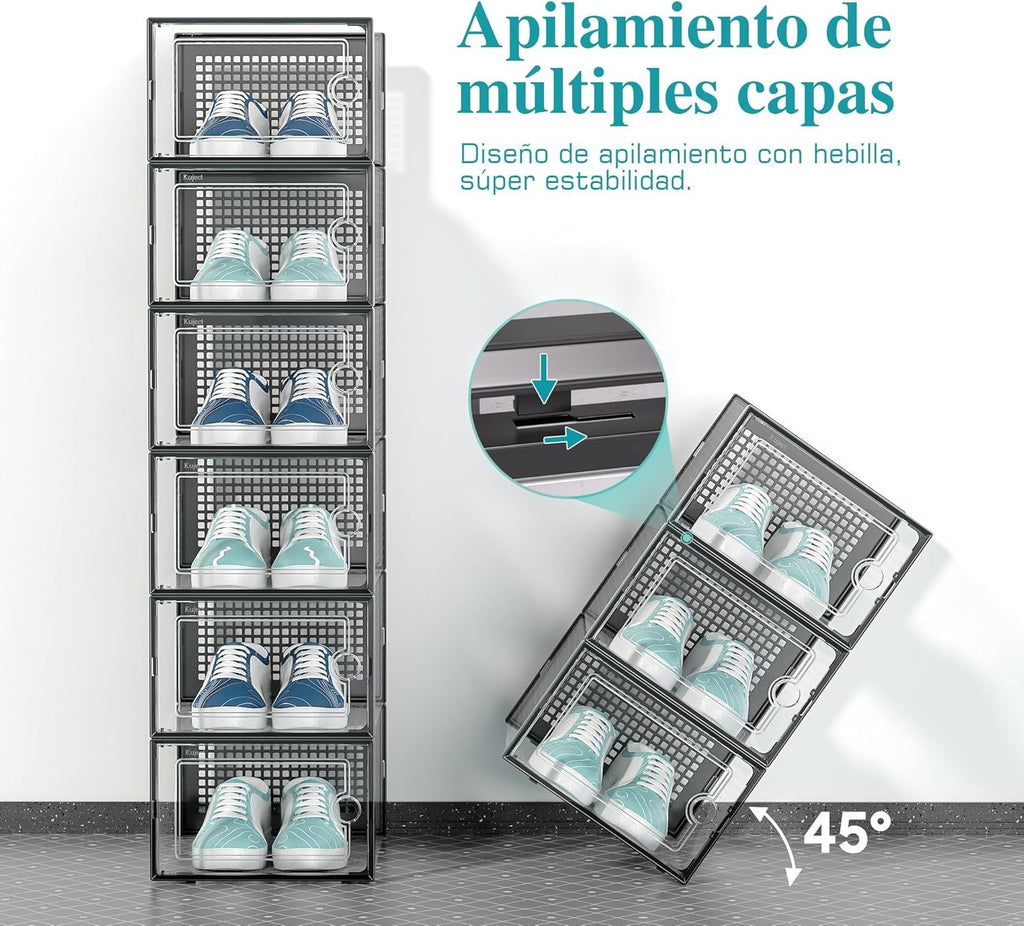 12-Pack Clear Plastic Stackable Shoe Storage Boxes
