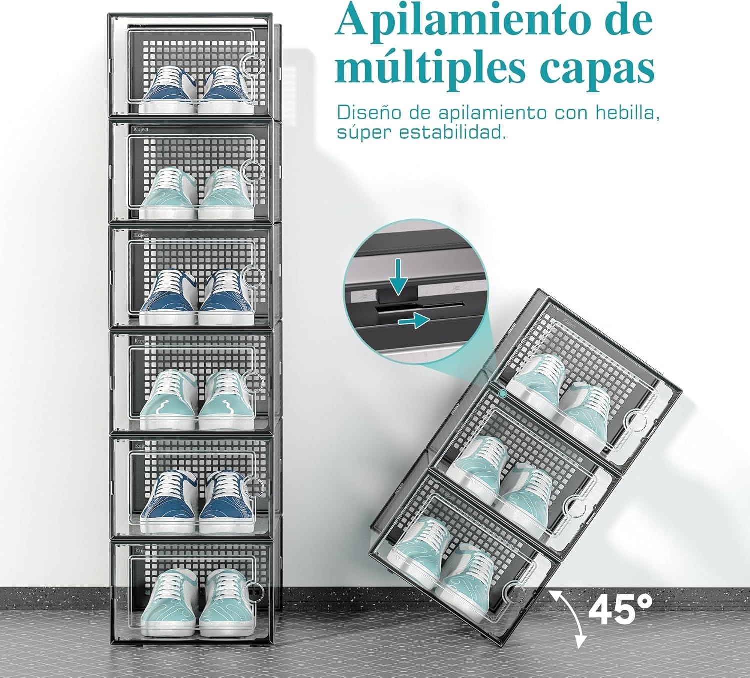 12-Pack Clear Plastic Stackable Shoe Storage Boxes