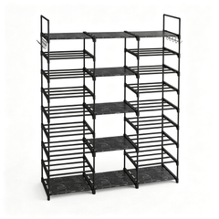 Spacious Shoe Organizer Tower with Boot Column and Side Hooks
