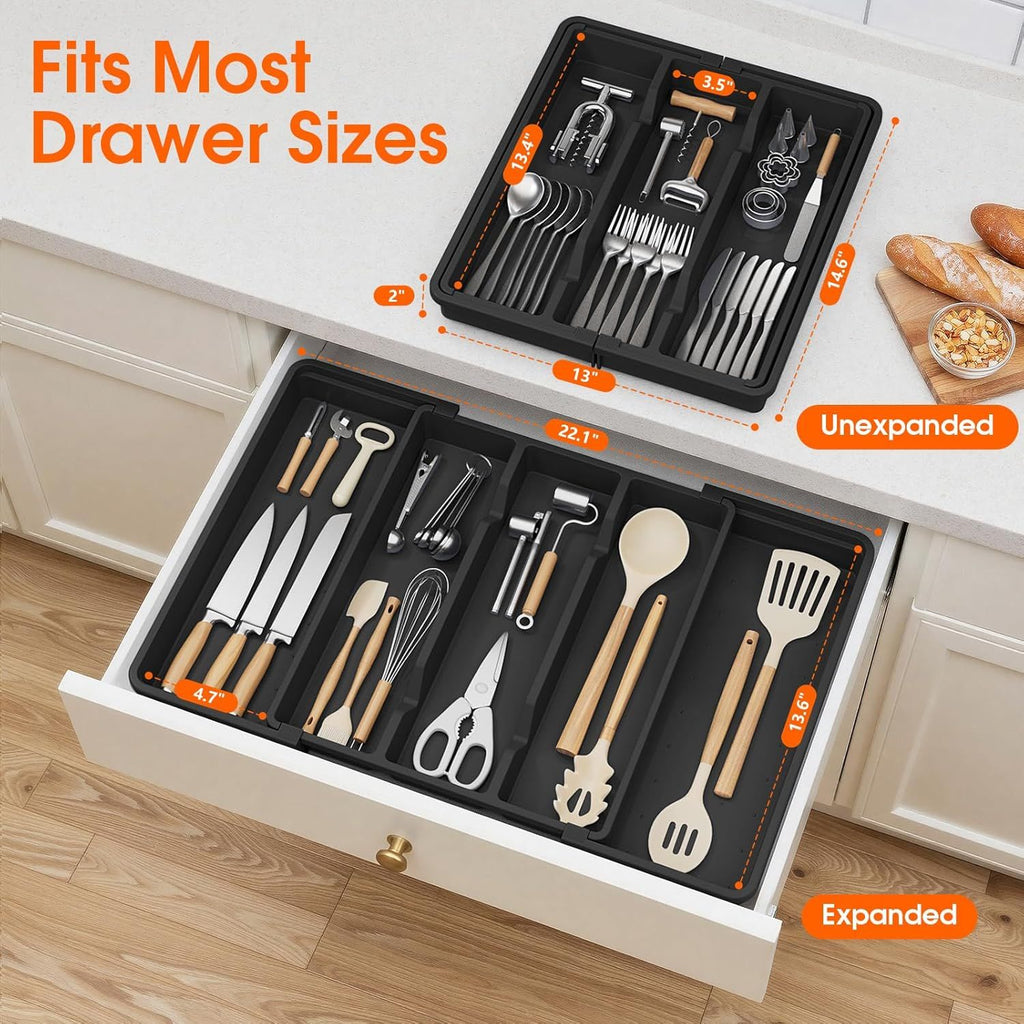 Expandable Kitchen Drawer Organizer for Silverware and Utensils