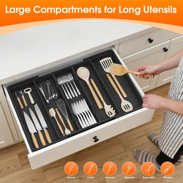 Expandable Kitchen Drawer Organizer for Silverware and Utensils