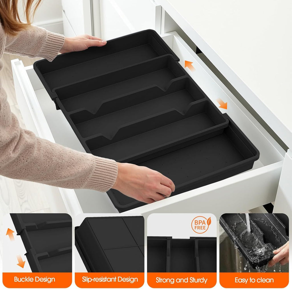 Expandable Kitchen Drawer Organizer for Silverware and Utensils
