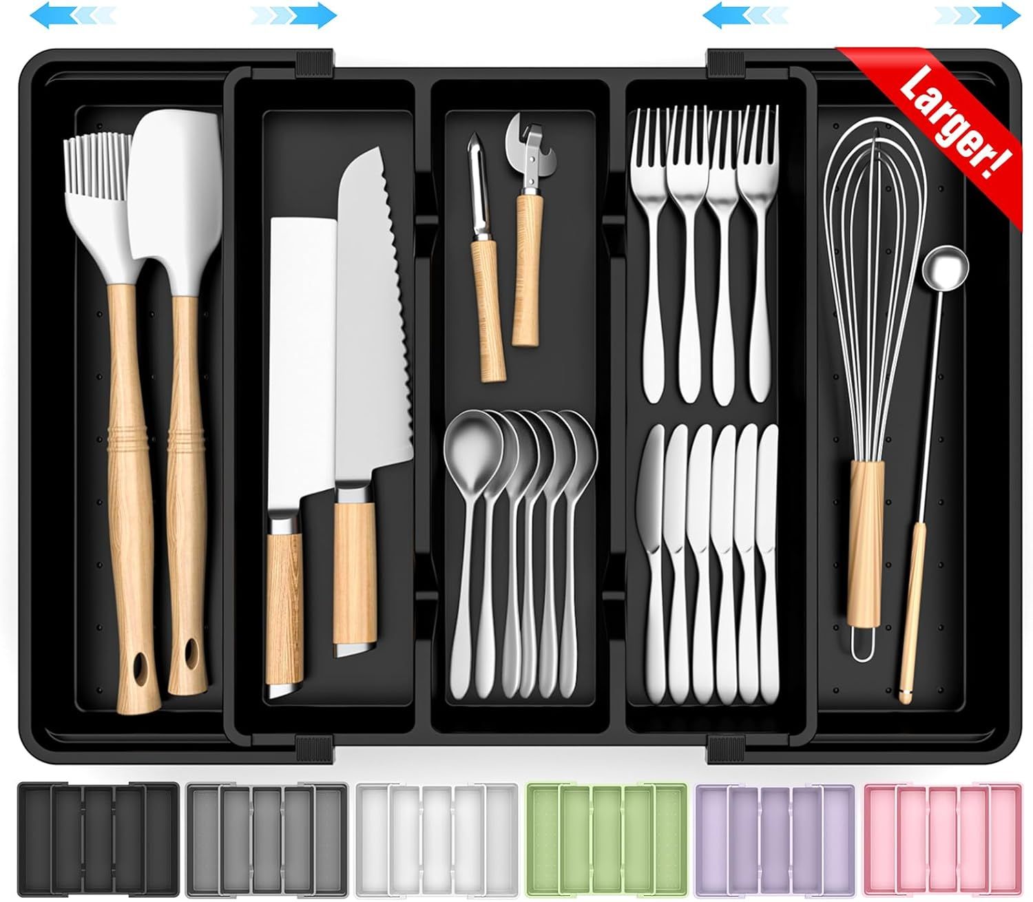 Expandable Kitchen Drawer Organizer for Silverware and Utensils