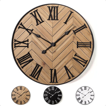 Silent Farmhouse Wall Clock with Raised Roman Numerals