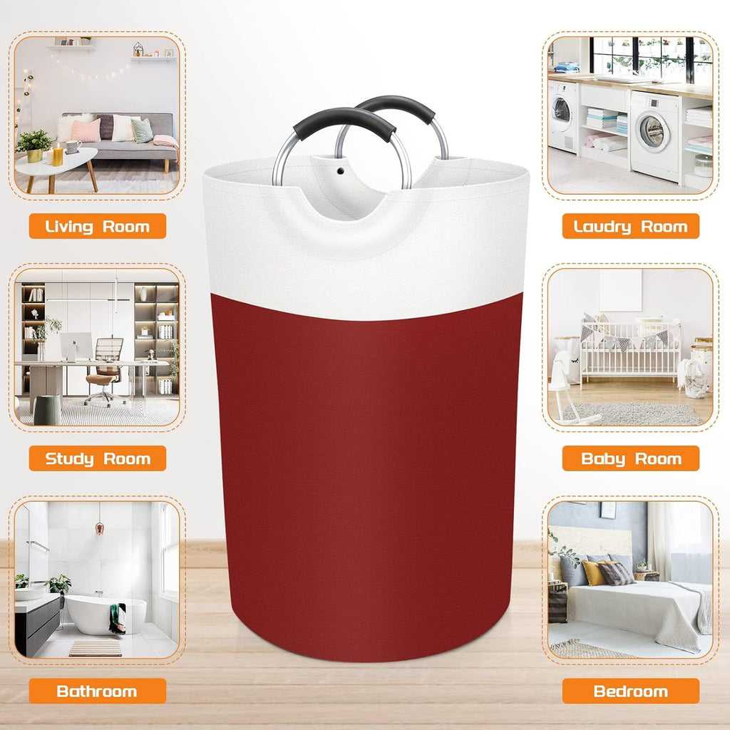 Collapsible Laundry Basket with Protected Carry Handles