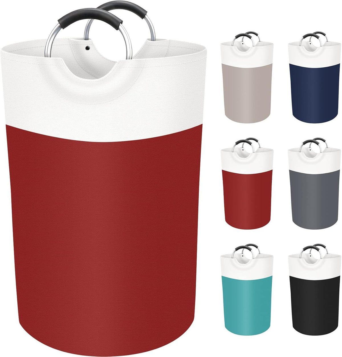 Collapsible Laundry Basket with Protected Carry Handles