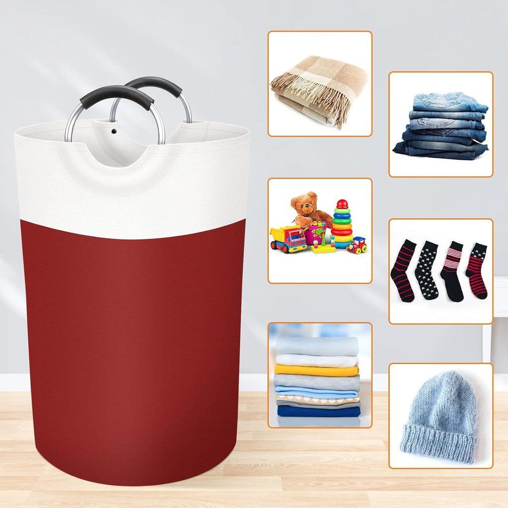 Collapsible Laundry Basket with Protected Carry Handles