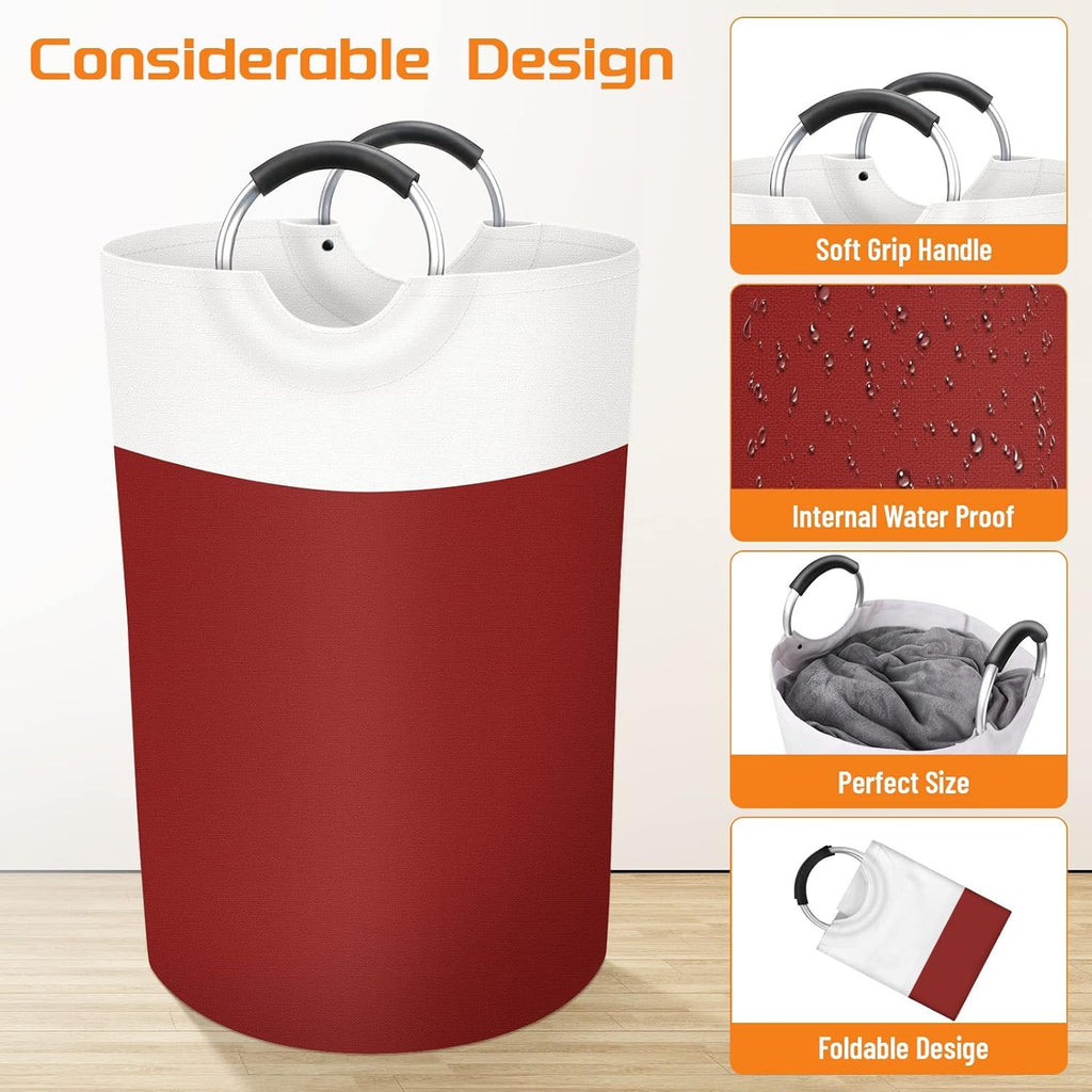 Collapsible Laundry Basket with Protected Carry Handles