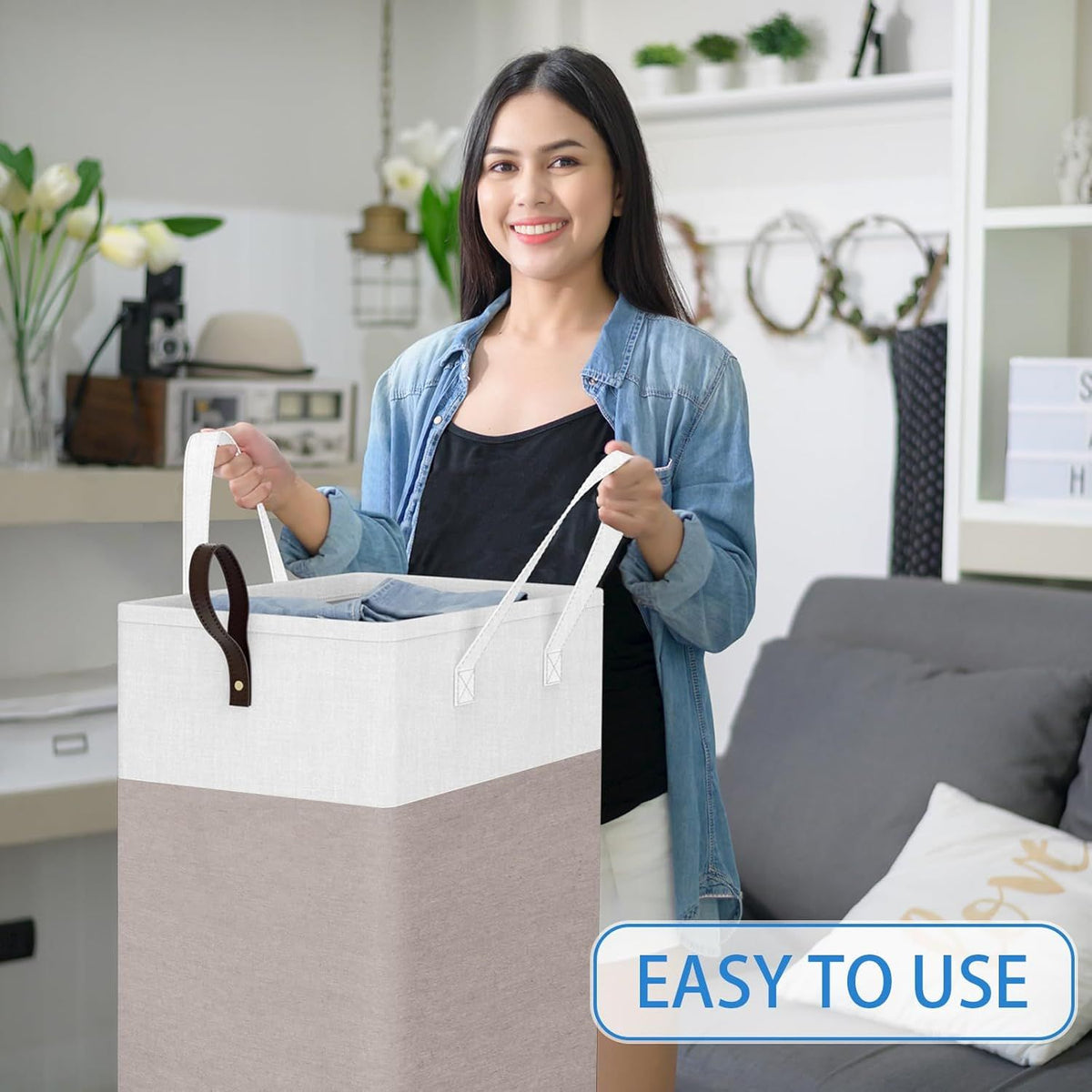 Rolling Laundry Hamper with Wheels, Handles, and a Collapsible Frame