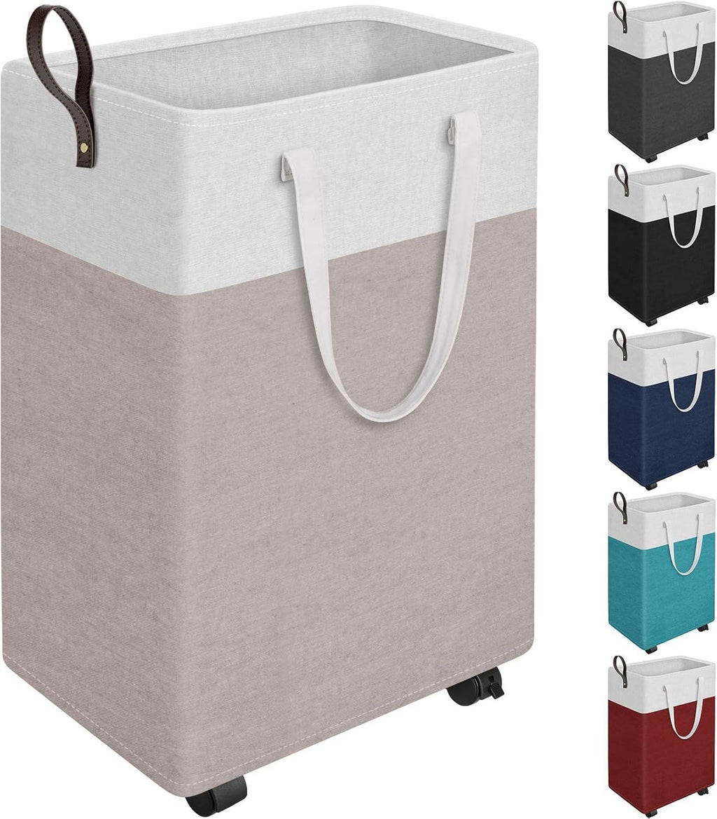 Rolling Laundry Hamper with Wheels, Handles, and a Collapsible Frame