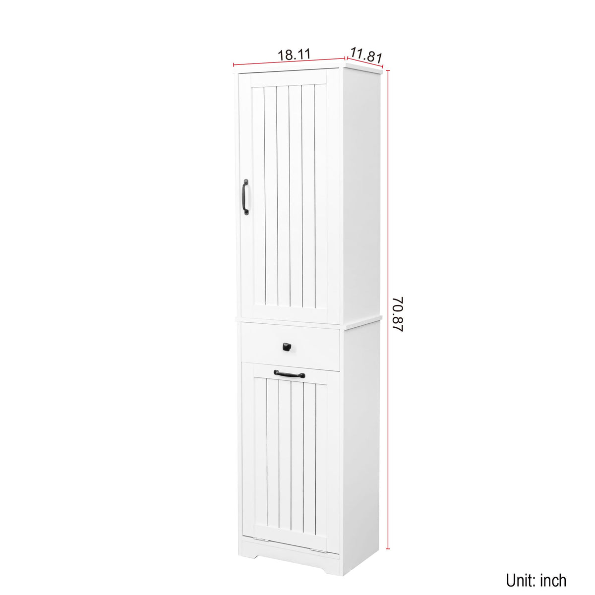 Laundry Cabinet with Drawer and Concealed Hamper