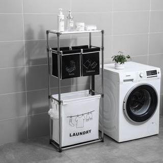 3-Tier Laundry Sorter with Removable Bags and Storage Shelves