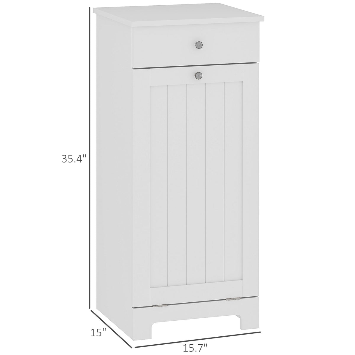 Laundry Hamper Cabinet, Laundry Cabinet with Tilt Out Laundry Basket and Drawer, White