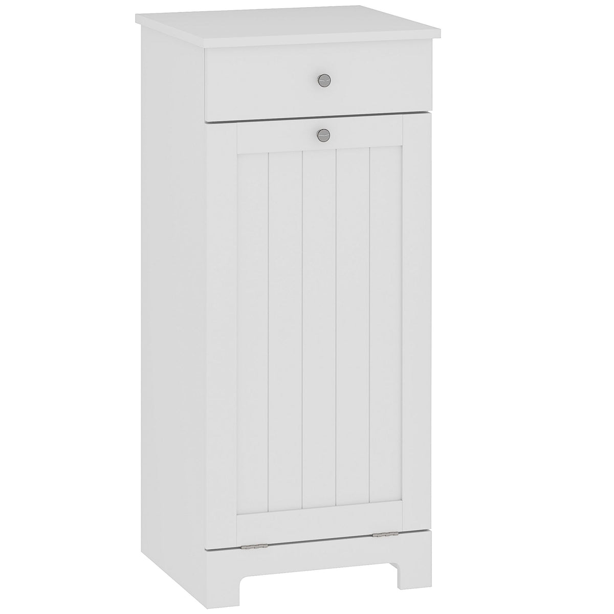 Laundry Hamper Cabinet, Laundry Cabinet with Tilt Out Laundry Basket and Drawer, White
